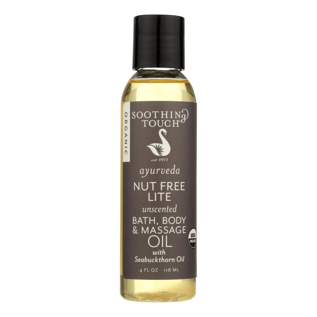 Soothing Touch Bath Body And Massage Oil - Organic - Ayurveda - Nut Free Lite - Unscented - 4 Oz - Maras Green